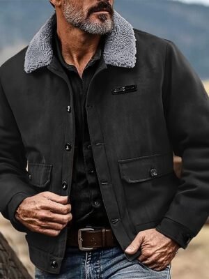 Men's Faux Suede Jacket Winter Jacket Fleece Jacket