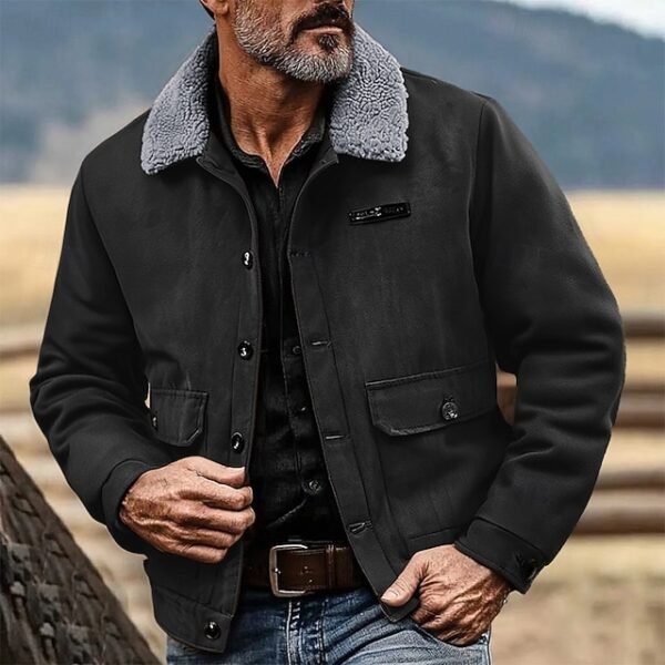 Men's Faux Suede Jacket Winter Jacket Fleece Jacket