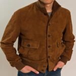Men's Faux Suede Jacket Casual Jacket Plain Fashion Classic Stand Collar Regular Brown Jacket