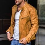 Plain Fashion Classic Stand Collar Regular Faux Leather Yellow