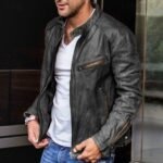 Men's Faux Leather Jacket Transition Jacket Biker Jacket Vintage Leather Jacket Black
