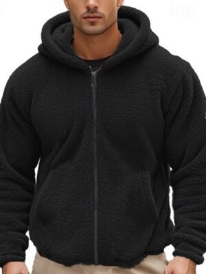 Men's Hoodie Zip Sweatshirt Fleece Hoodie Black Hooded